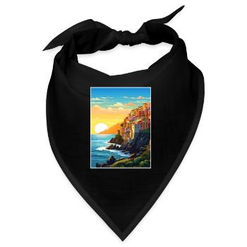 Cinque Terre Italien Dekoration Patmos Reiseposter - Bandana - Schwarz - Vorne
