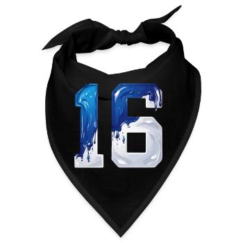 NR. 16 NUMMER 16 BLAU WEIß 16. GEBURTSTAG - Bandana - Schwarz - Vorne