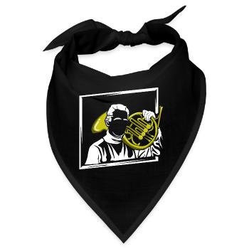 Festliches Waldhorn Blasmusik - Bandana - Schwarz - Vorne