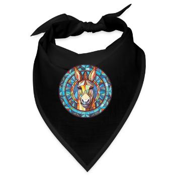 Esel Buntes Aquarell Tier Haustier Illustration - Bandana - Schwarz - Vorne
