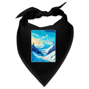 Laax Schweiz Vintage Reiseplakat Souvenir - Bandana - Schwarz - Vorne