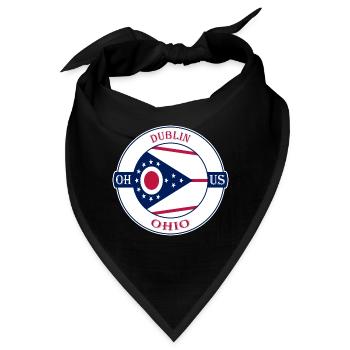 Dublin Ohio Flagge USA Reise Souvenir Abzeichen - Bandana - Schwarz - Vorne