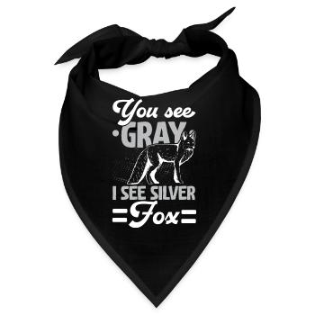 Du siehst Grau ich sehe Silber Fuchs Tier Füchsin - Bandana - Schwarz - Vorne