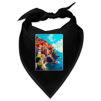 Cinque Terre Italien Vintage Reise Poster Souvenir - Bandana - Schwarz - Vorne
