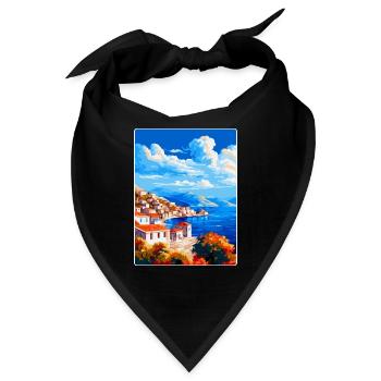 Hydra Griechenland Vintage Reiseposter WPA Souvenir - Bandana - Schwarz - Vorne
