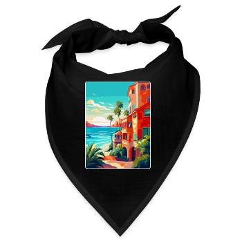Costa Del Sol Spanien Vintage Reiseplakat Souvenir - Bandana - Schwarz - Vorne