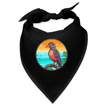 Kuckuck Aquarell Cartoon Kawaii Clipart Tier - Bandana - Schwarz - Vorne