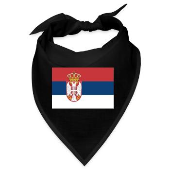 Serbien – Flagge mit Wappen und Krone - Bandana - Schwarz - Vorne