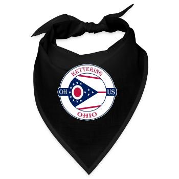 Kettering Ohio Flagge USA Reise Souvenir Abzeichen - Bandana - Schwarz - Vorne