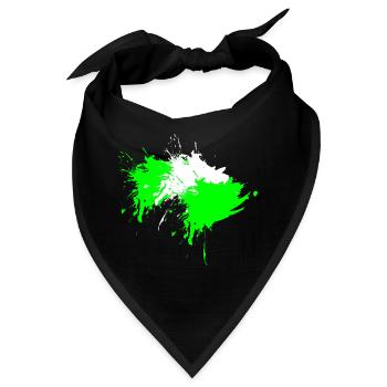 Klecks Fleck Flecke Weiß Hellgrün Vektor Design - Bandana - Schwarz - Vorne