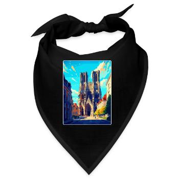 Reims Frankreich Vintage Reiseposter WPA Souvenir - Bandana - Schwarz - Vorne