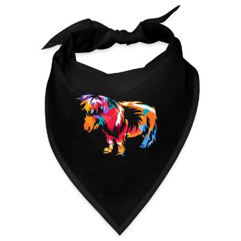 Munteres Shetlandpony Reitbegleiter - Bandana - Schwarz - Vorne