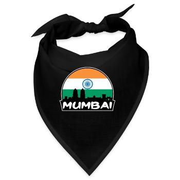 Mumbai Indien Flagge Skyline Silhouette Reisen - Bandana - Schwarz - Vorne