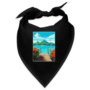 Bora Französisch-Polynesien Vintage Reiseposter WPA - Bandana - Schwarz - Vorne