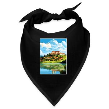 Ptuj-Schloss-Slowenien-Bleder-Reise-Plakat - Bandana - Schwarz - Vorne