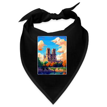 Notre Dame Frankreich Vintage Reiseplakat Souvenir - Bandana - Schwarz - Vorne
