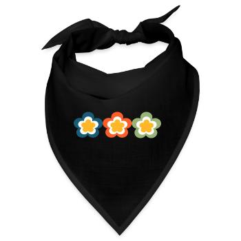 70er Jahre Blume Muster - Bandana - Schwarz - Vorne