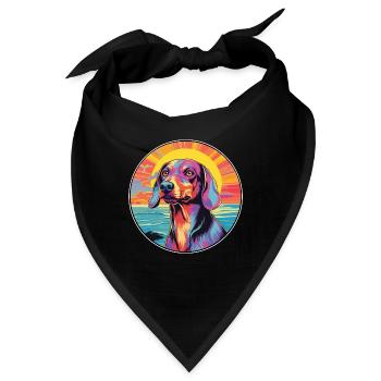 Lettische Jagdhundrasse Bunte Karikatur Watercolo - Bandana - Schwarz - Vorne