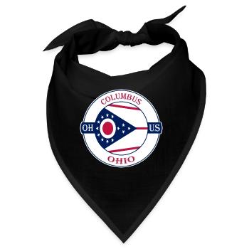 Columbus Ohio Flagge USA Reise Souvenir Abzeichen - Bandana - Schwarz - Vorne