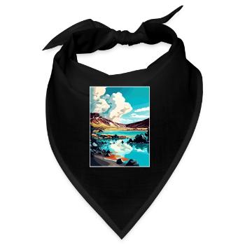 Blaue Lagune Island Vintage Reiseposter Souvenir - Bandana - Schwarz - Vorne