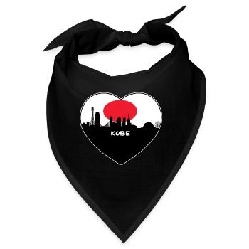 Kobe Japan Flagge Skyline Reise Souvenir - Bandana - Schwarz - Vorne