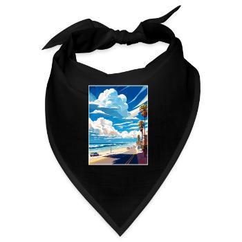 Manhattan Beach Kalifornien Vintage Reiseposter - Bandana - Schwarz - Vorne