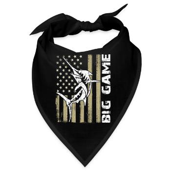 Springender Marlin mit US Flagge Hochseefischen - Bandana - Schwarz - Vorne