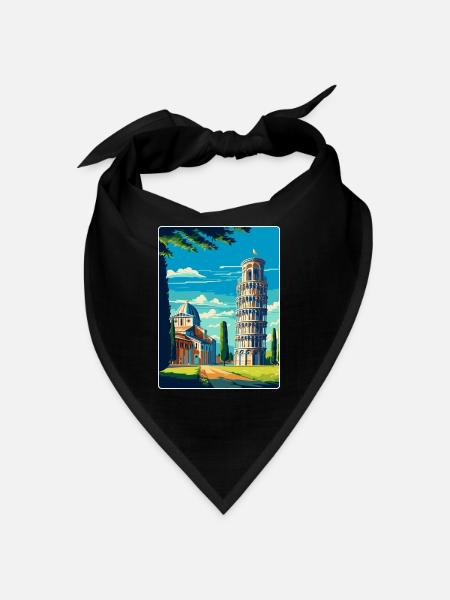 Pise Italie Affiche de voyage vintage Souvenir souvenir - Bandana - noir