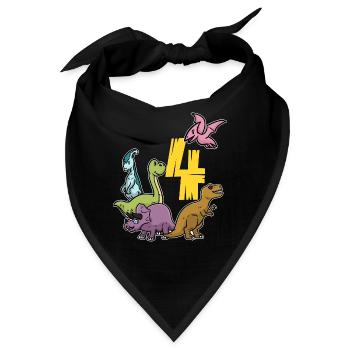 Tapferer Dino Kindergeburtstag - Bandana - Schwarz - Vorne