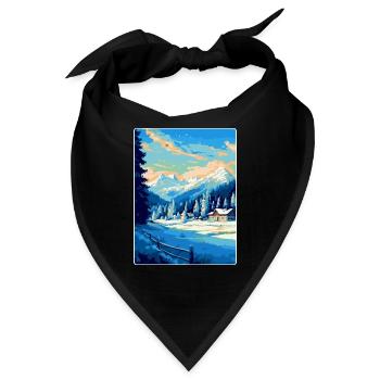 Kitzbühel Österreich Vintage Reiseplakat Souvenir - Bandana - Schwarz - Vorne