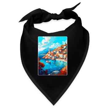 Hydra Griechenland Vintage Reiseposter WPA Souvenir - Bandana - Schwarz - Vorne