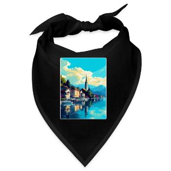 Bregenz Österreich Vintage Reiseplakat Souvenir WPA - Bandana - Schwarz - Vorne