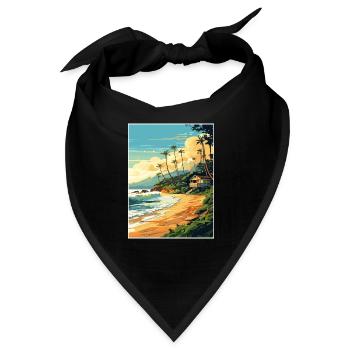 North Shore Hawaii Vintage Reiseposter Souvenir - Bandana - Schwarz - Vorne