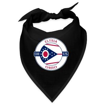 Elyria Ohio Flagge USA Reise Souvenir Abzeichen - Bandana - Schwarz - Vorne
