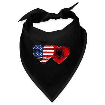 USA Albanien Flagge Herz used - Bandana - Schwarz - Vorne