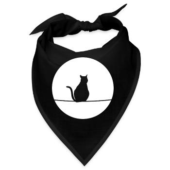 Katze im Mondschein - Bandana - Schwarz - Vorne