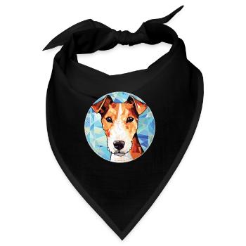 Foxterrier glatte Hunderasse buntes Aquarell - Bandana - Schwarz - Vorne