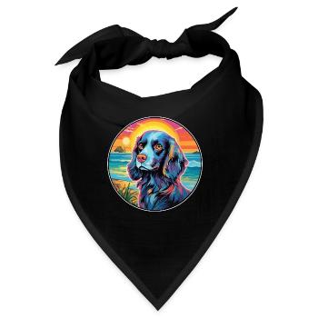 Blaue Picardie Spaniel Hunderasse Bunte Karikatur Wa - Bandana - Schwarz - Vorne