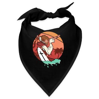 Surfen Jesus Christus Surfer Surfbrett Christ - Bandana - Schwarz - Vorne