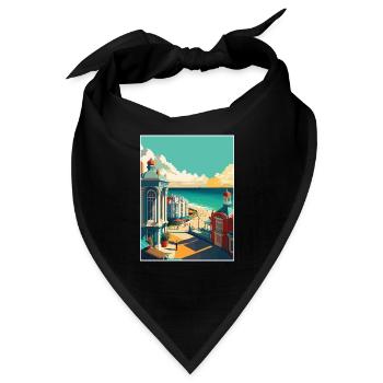 Brighton Pier Seascape Uk Vintage Reiseposter - Bandana - Schwarz - Vorne