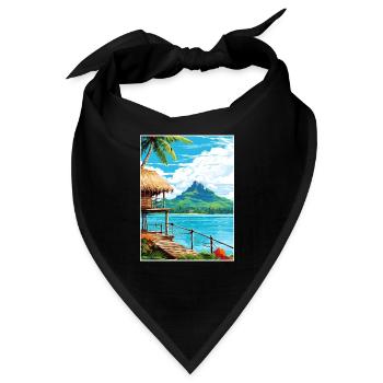 Bora Französisch-Polynesien Vintage Reiseposter WPA - Bandana - Schwarz - Vorne