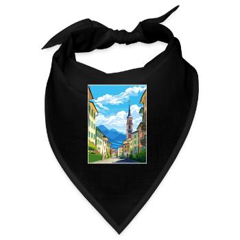 Bozen Italien Vintage Reiseposter WPA Souvenir - Bandana - Schwarz - Vorne