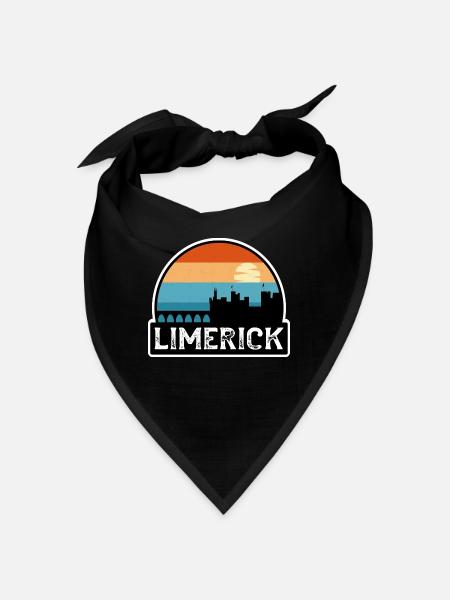 Limerick Irland Flagge Skyline Reisesouvenir - Bandana Dreieckstuch - Schwarz