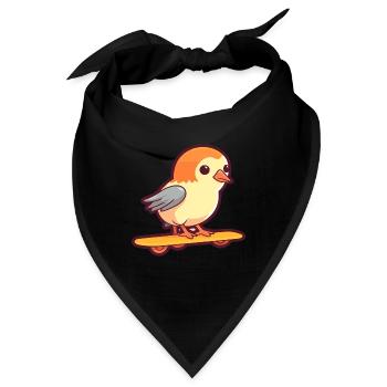 Lustiger Kuckuck Kawaii Cartoon Haustier spielt Skateboard - Bandana - Schwarz - Vorne