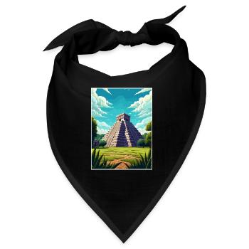 Chichen Itza Dekoration Vintage Reiseposter WPA - Bandana - Schwarz - Vorne