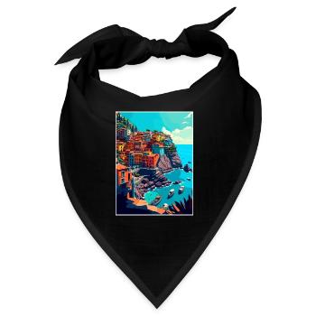 Cinque Terre Italien Dekoration Patmos Reiseposter - Bandana - Schwarz - Vorne