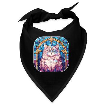 Bunte persische Katzenrasse Aquarellmalerei - Bandana - Schwarz - Vorne
