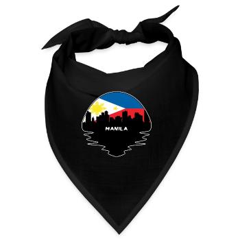 Manila Philippinen Flagge Skyline Silhouette Reisen - Bandana - Schwarz - Vorne
