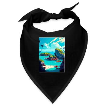 Bermuda Karibik Vintage Reiseposter Souvenir - Bandana - Schwarz - Vorne