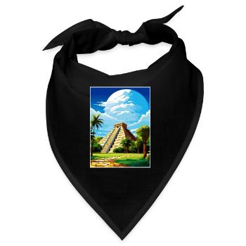 Chichen Itza Dekoration Vintage Reiseposter WPA - Bandana - Schwarz - Vorne